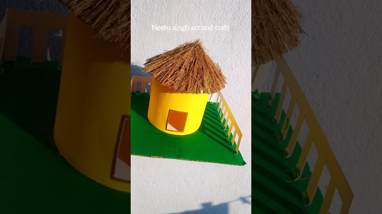 How to make hut for school project ||3D hut || #hut #school #project #craft #trending #shorts