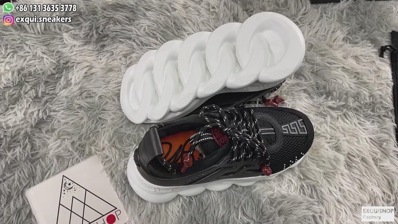 2021 Real VS Fake Versace chain reaction sneakers unboxing checking