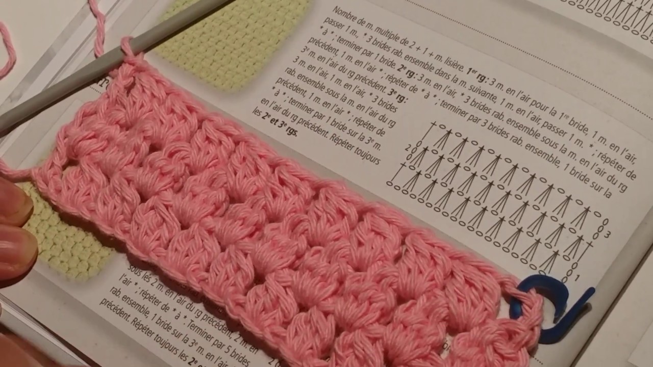 Leçon 10 de... cours de technique de crochet les brides rabattues ensemble et lecture de diagramme