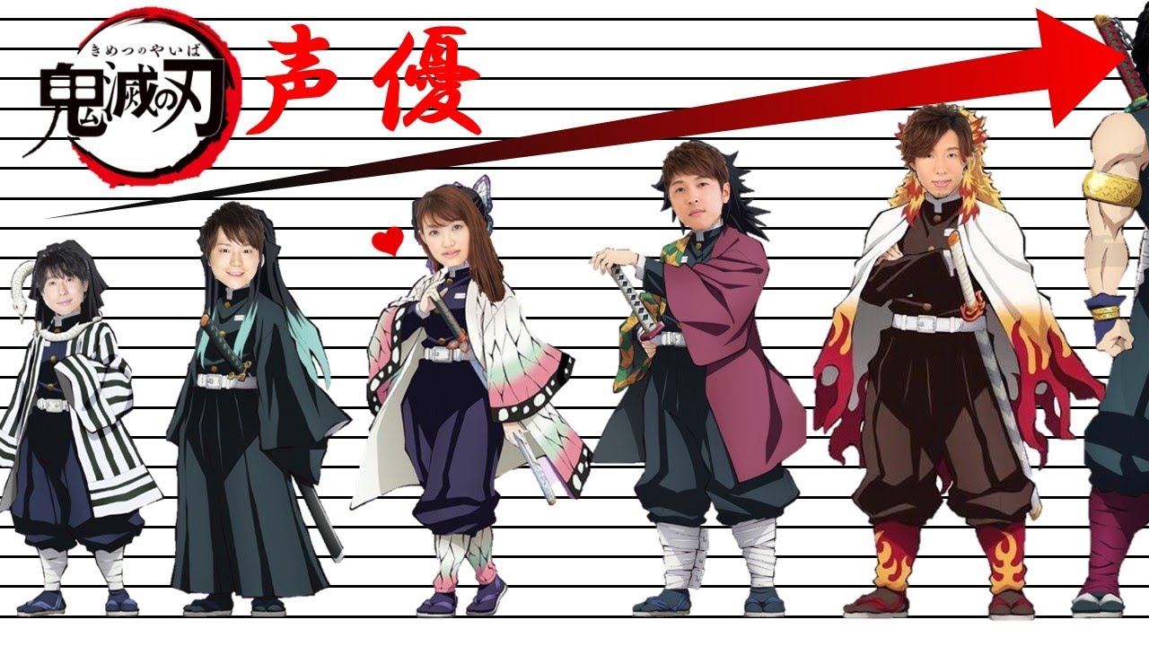 Demon Slayer Hashira (Pillars) Japanese Voice Actor Height Comparison Kimetsuno Yaiba
