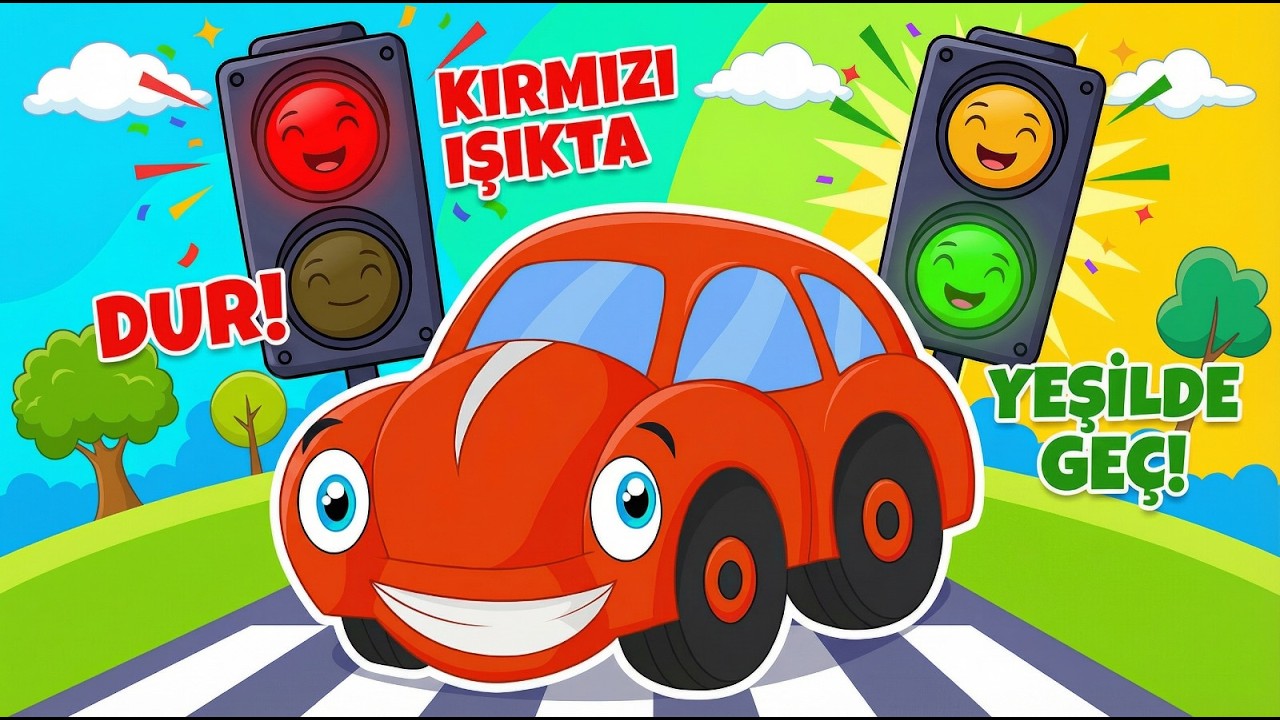 Kırmızı Araba Yolda + Daha Fazlası | Renkleri ve Taşıtları Öğreten Eğlenceli Çocuk ve Bebek Şarkısı
