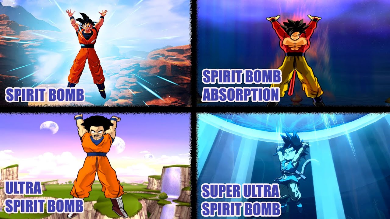 Spirit Bomb Variants from Several Dragon Ball Games