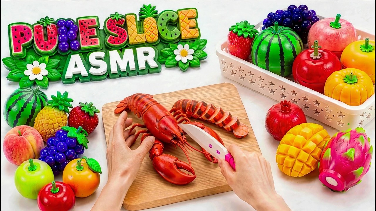 Oddly Satisfying Fruit Cutting ASMR 🍓🔪🍎 #ASMR​ #ToyFruitCutting​ #PlasticFruit