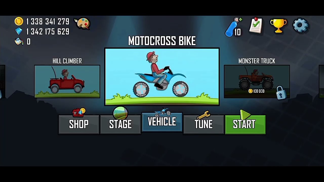 Fully upgraded Motocross Bike #hillclimbracing 