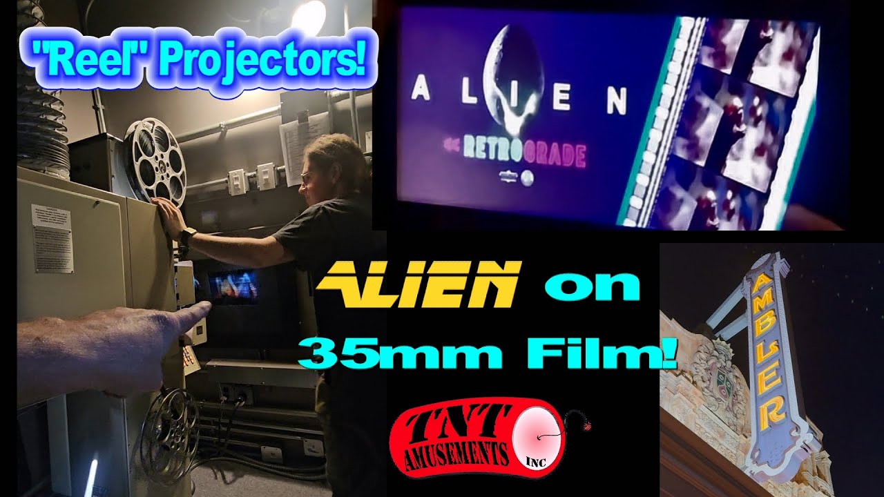 #1834 TOUR of the huge PROJECTION ROOM at historic AMBLER THEATER while ALIEN plays on 35mm film!