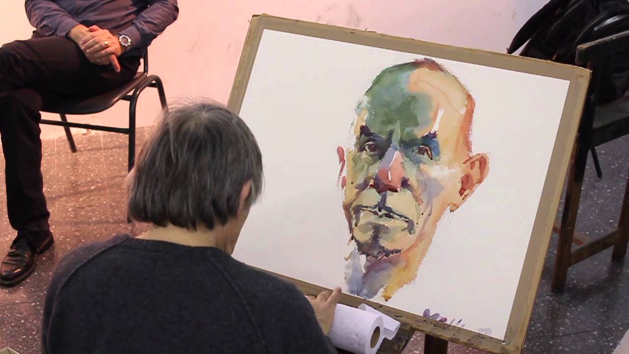 Watercolor demonstration by Marek Yanai - Portrait of Tzahi