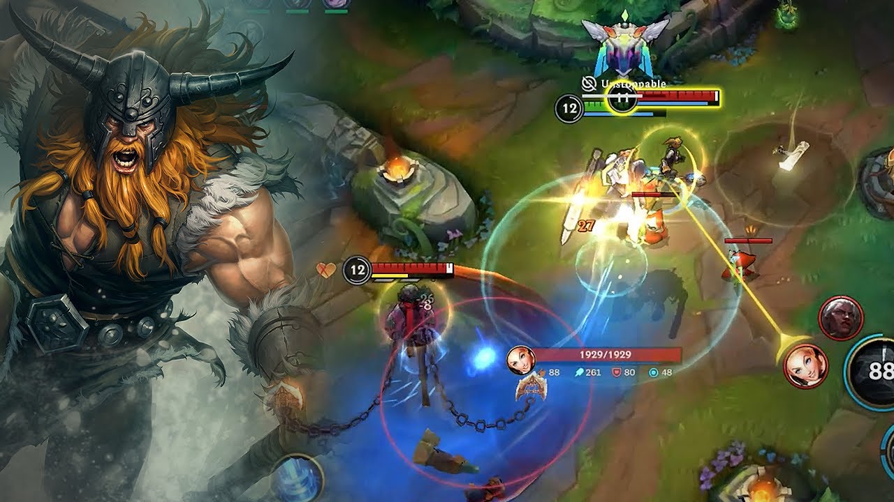 Wild Rift Olaf baron lane gameplay in Season 16
