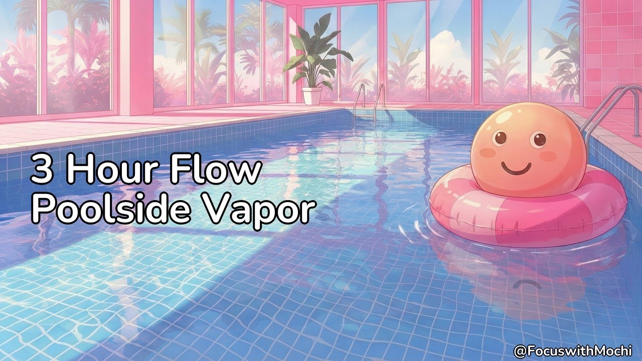 3 Hour Poolside Timer | Pastel Vaporwave Ambience | Focus with Mochi