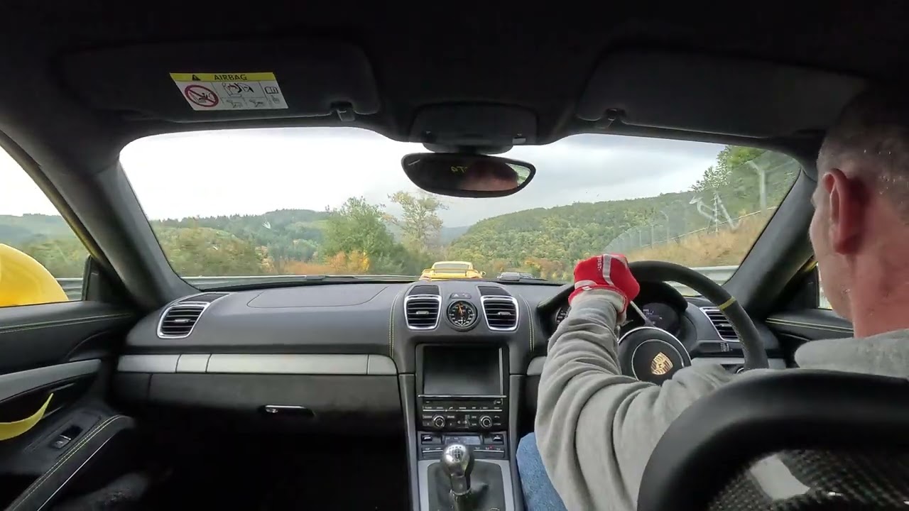 Porsche 981 GT4 trying to keep up with a YELLOW 718 GT4,  Nurburgring, Nordschleife