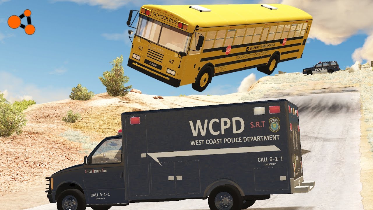 Beamng drive - Police Roadblock Fails Jumps