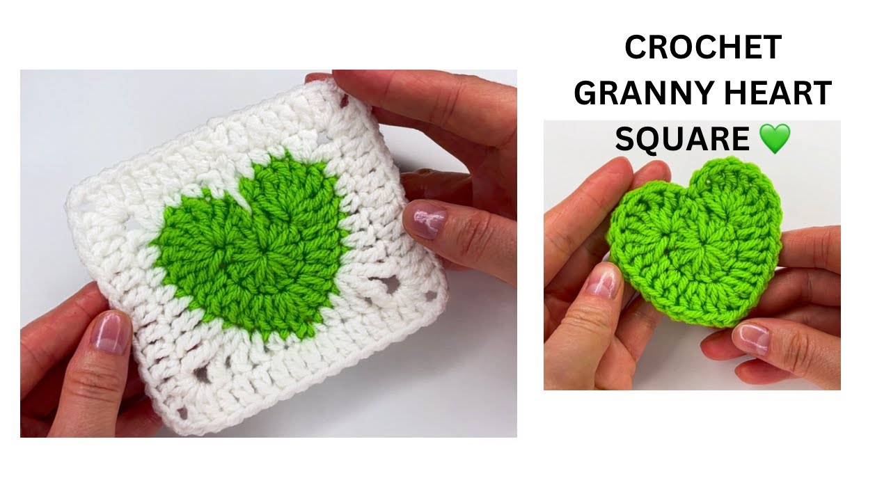 CROCHET GRANNY HEART SQUARE 💚