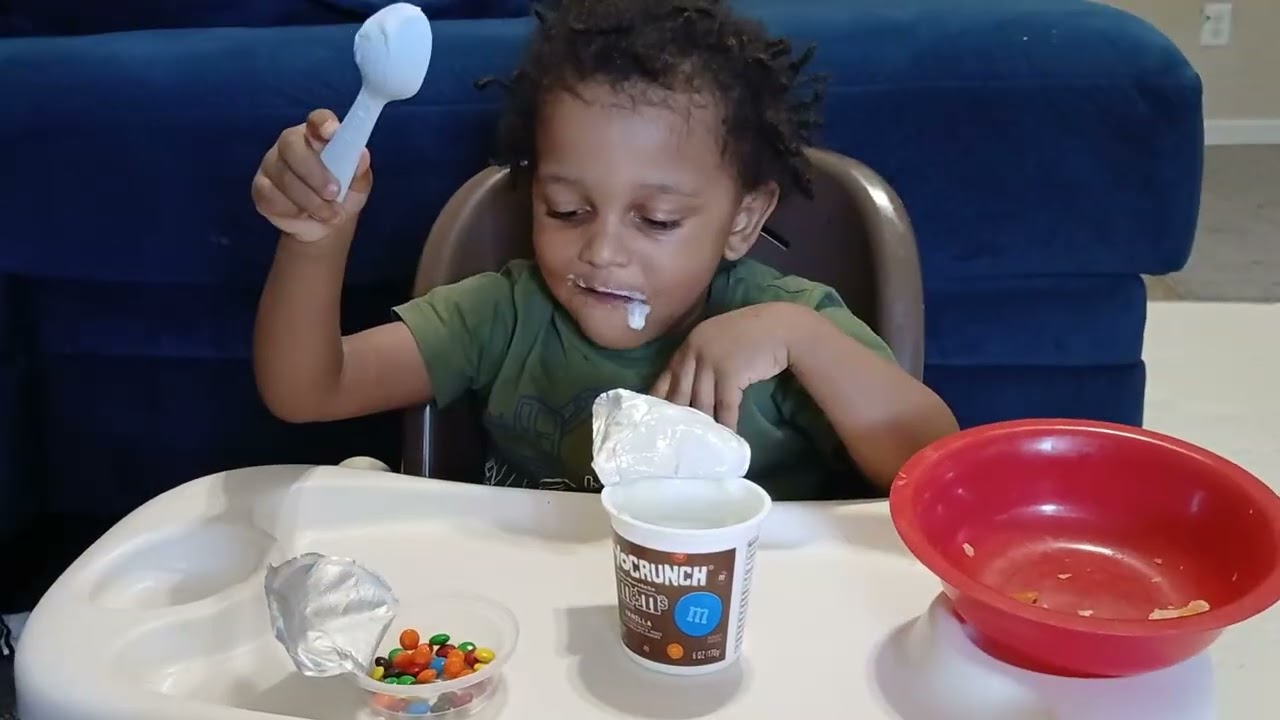 My toddler trying different food for the first time. 