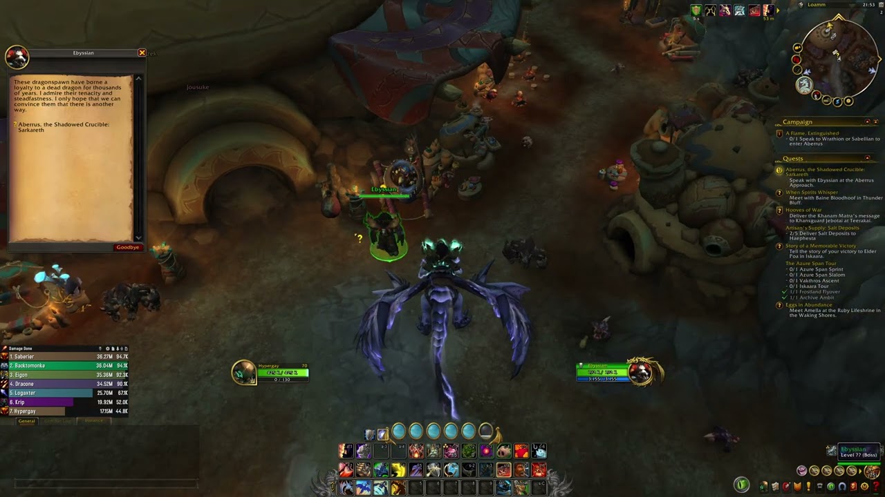Aberrus, the Shadowed Crucible Sarkareth where to turn in (Ebyssian Missing). WoW Dragonflight