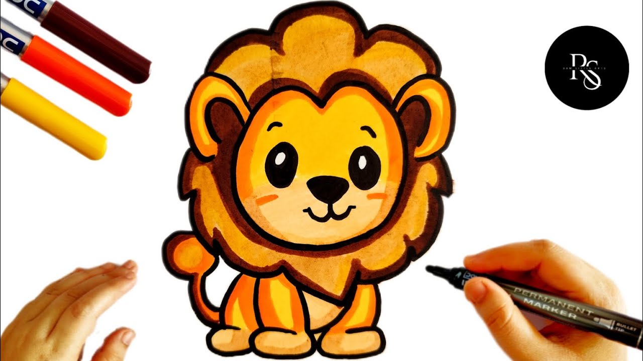 Cute Kawaii Lion Drawing 🦁 | How to Draw a Cute Lion | Easy Animal Drawing for Kids & Beginners