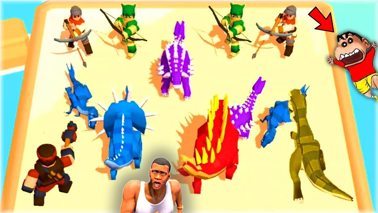 MERGE DINOSAURS to get T-REX and SPINOSAURUS with SHINCHAN and CHOP