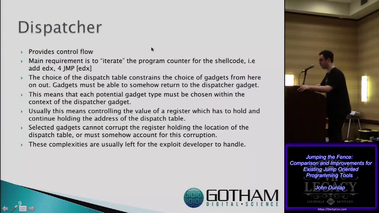 T119 Jumping the Fence Comparison and Improvements for Existing Jump Oriented Programming Tools John