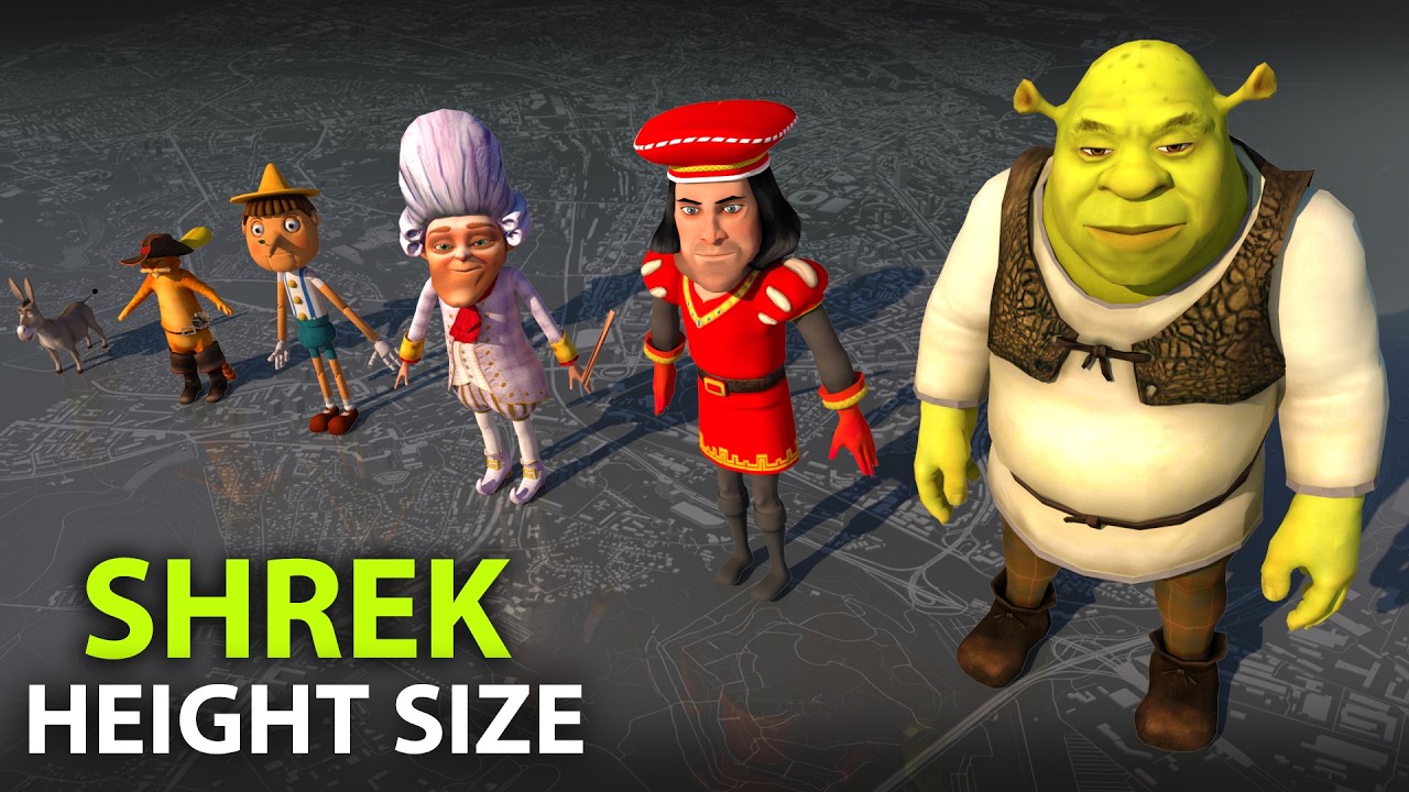 Shrek Movie Characters Comparison | Shrek Film Characters Height Size Comparison | Shrek Series Data
