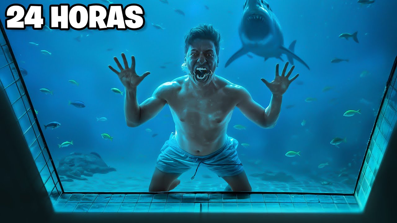 SOBREVIVI 24 HORAS EM UMA PISCINA AQUARIO *imposs&iacute;vel*
