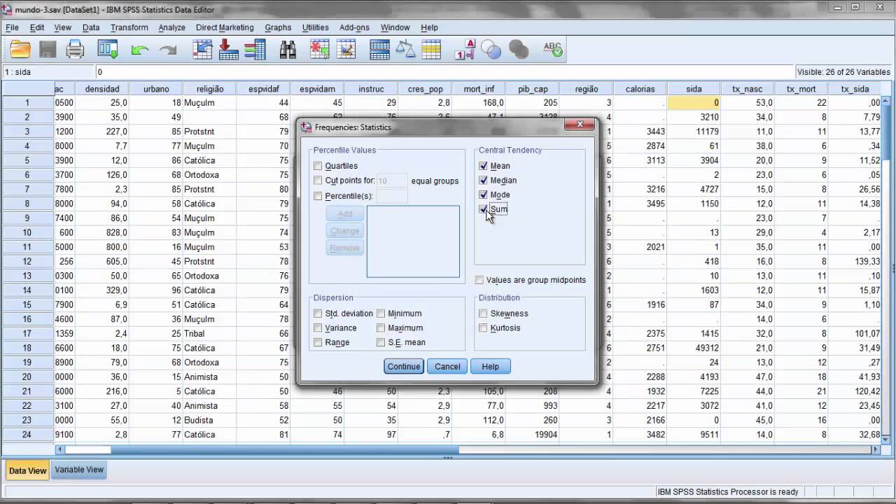 SPSS: Tabela de frequências, gráficos, medidas de localização e de dispersão
