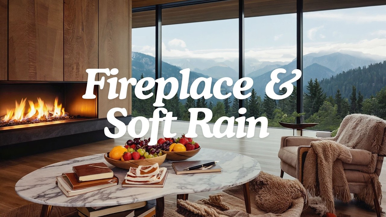 Crackling Fireplace & Soft Rain ASMR | Cozy Relaxing Sounds