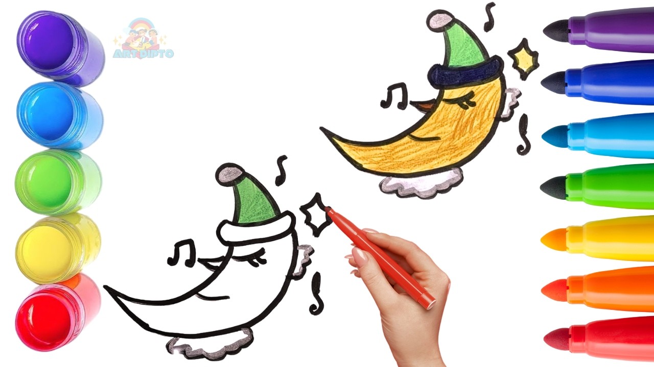 How To Draw cute Banana Drawing, Painting & Coloring For Kids and Toddlers_ Child Art 🐋🌈🎨
