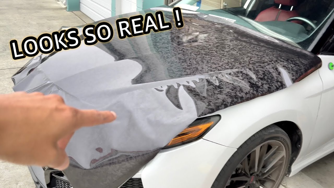 FINALLY!! VINYL WRAPPING MY HOOD 🔥 | SUPER GLOSSY FORGED CARBON | TOYOTA CAMRY XSE 2018 - 2023 |