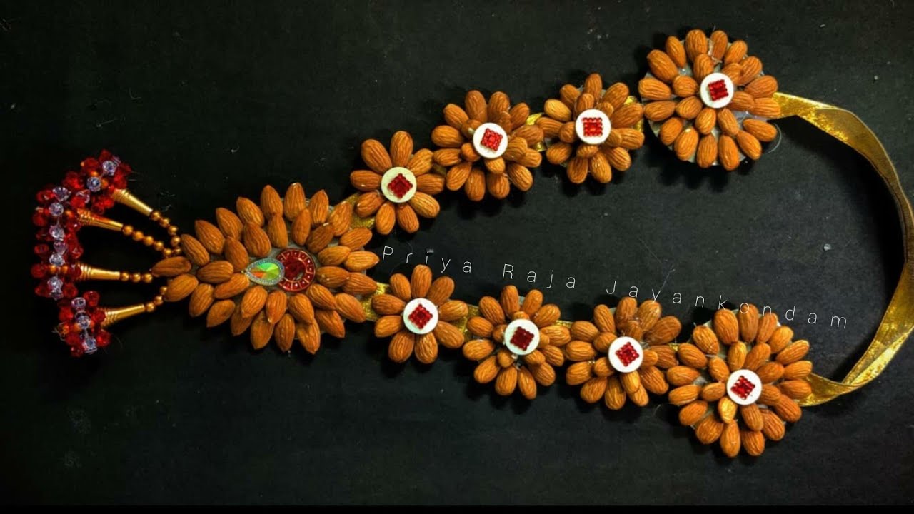 Almond garland making|Padam malai |Almond kaju garland| Dry fruit haar for lohri|பாதாம் மாலை