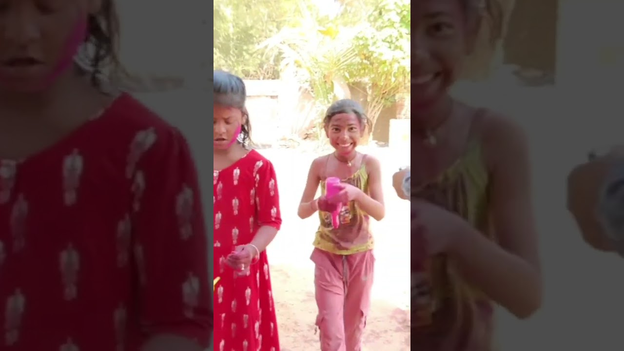 ହୋଲି ରେ ପିଲା ମାନଙ୍କ ମସ୍ତି🥰👌#viral #jajpur jhia cute girl rasmi blogar #trending #mine vlog#short//
