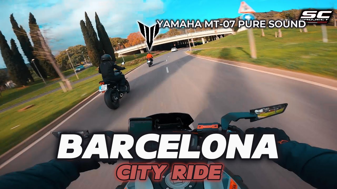Morning Walk in BARCELONA - YAMAHA MT07 PURE SOUND - POV RIDE / 4K
