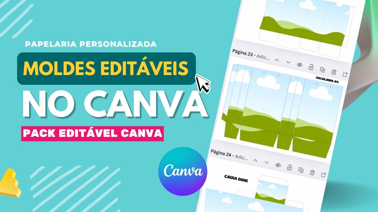 MOLDES EDITÁVEIS NO CANVA I TUTORIAL E PASSO A PASSO DO PACK DE CAIXAS PARA PAPELARIA PERSONALIZADA