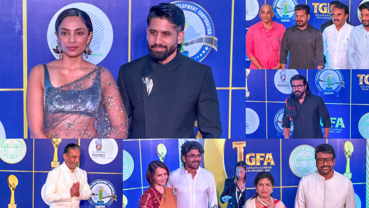 Celebrity&rsquo;s at TGFA in Hyderabad | Chiranjeevi , Nagarjuna , Naga Chaitanya With Sobhitadhulipala 