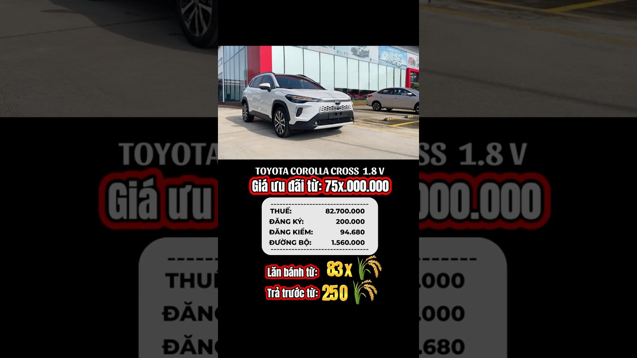 Gi&aacute; xe Toyota Corolla Cross xăng 2025 lăn b&aacute;nh mới nhất tại tỉnh #cross #cross2025 #toyotacross2025