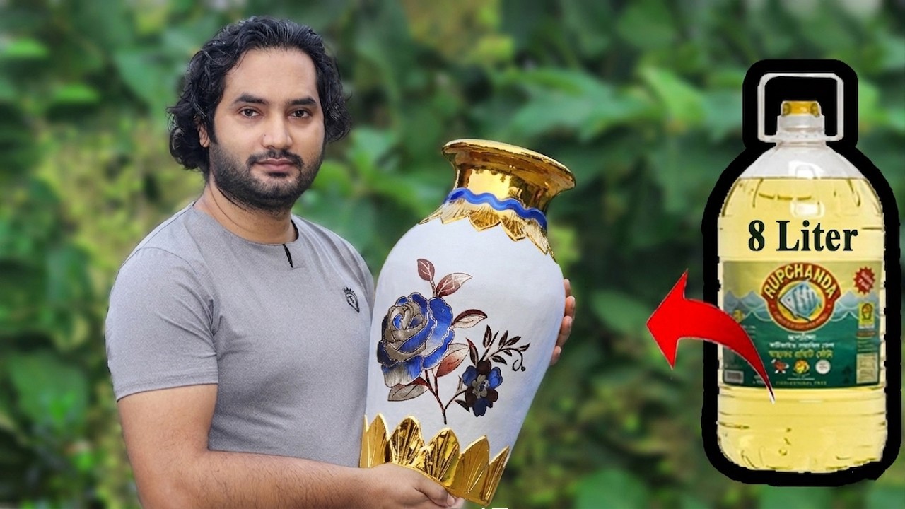 Big size Stylish flower Vase || Plastic Bottle Flower Vase || Home decor ideas