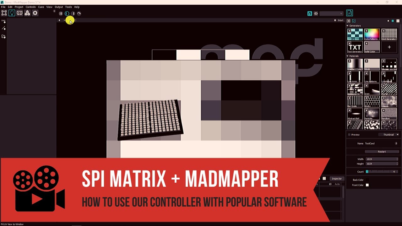 LED pixel mapping in MADMapper using ArtNet and SPI Matrix