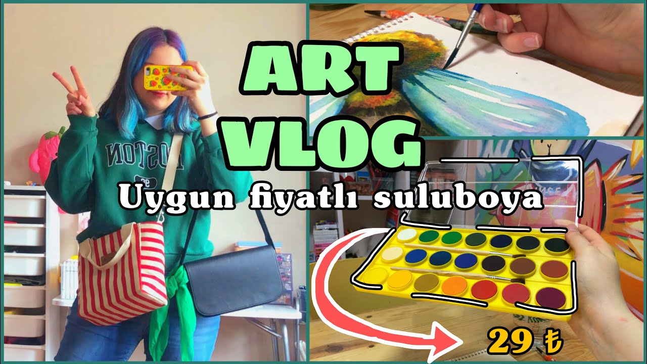 ART VLOG | Atölyede Benimle Bir Gün | Uygun fiyatlı suluboya 🎨
