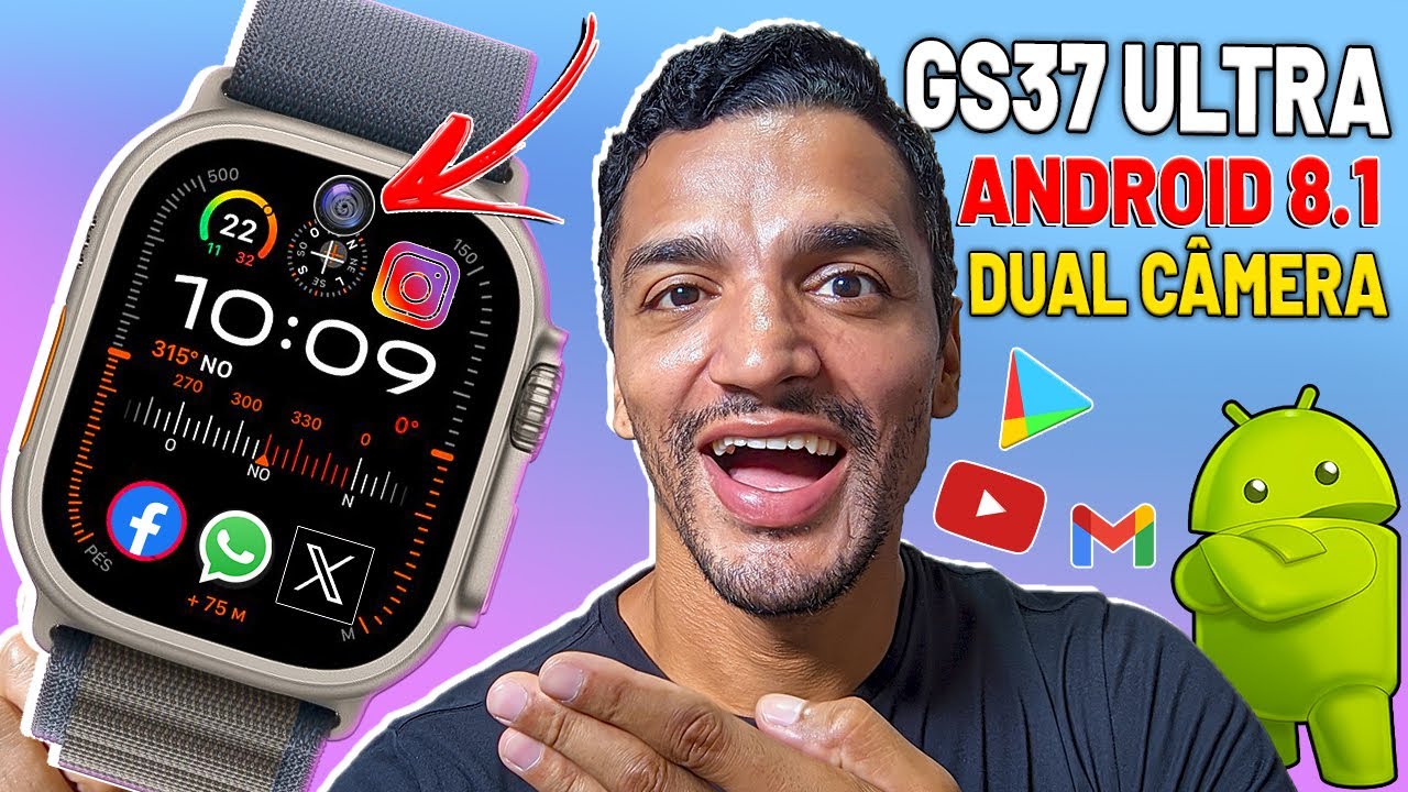 SMARTWATCH GS37 ULTRA 4G DUAL CÂMERA COM ANDROID OREO 8.1 + PLAY STORE - S9 ULTRA 4G DUAL CAMERA!