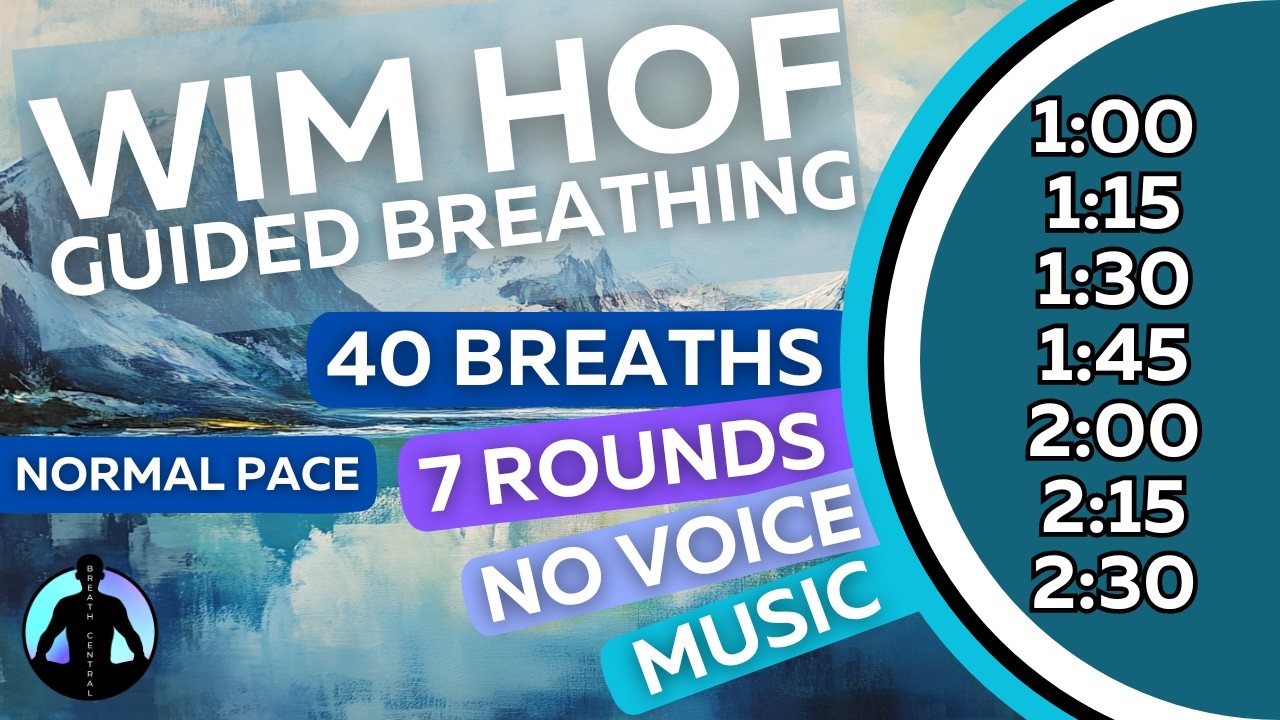 WIM HOF Guided Breathing | 40 Breaths 7 Rounds Normal Pace | Up to 2:30min | No Voice
