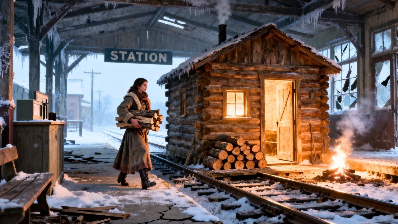 She Built a Tiny Cabin Inside an Abandoned Station — And Survived the Blizzard That Buried The Town