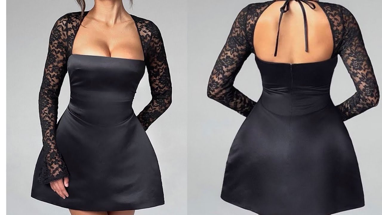 How to cut and sew a trendy dart less A shape queen Ann neckline dress (beginners friendly)