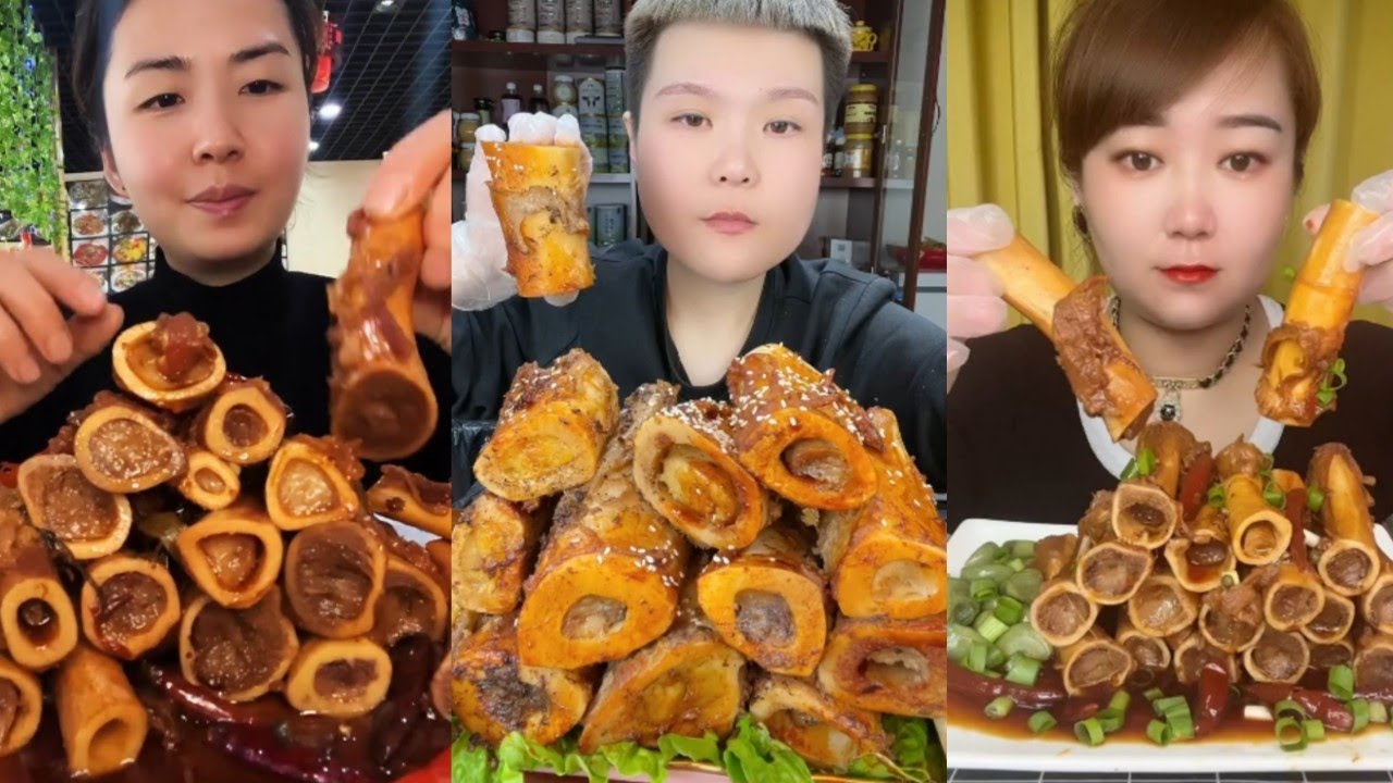 Chinese Food Mukbang Eating Show | Red beef bone marrow | Beef Bone Marrow Challenge #70(P207-209)