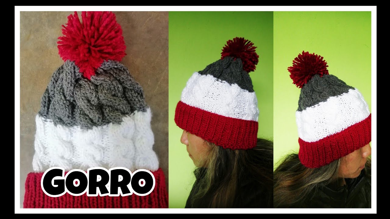 GORRO Multicolor  Con Trenza Tejido con Agujas 🌈