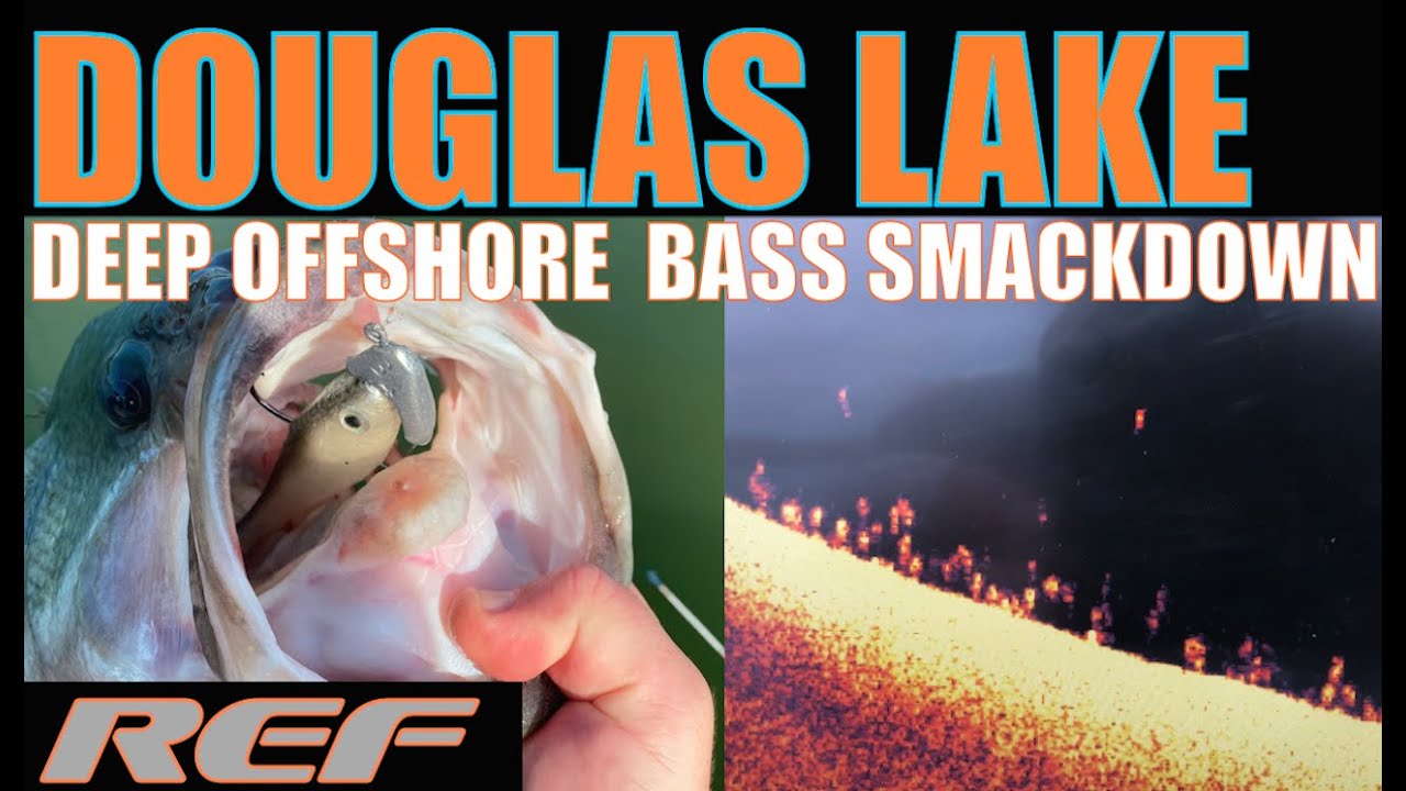 DOUGLAS LAKE: Summer Fishing HUGE Schools of Deep Largemouth Bass