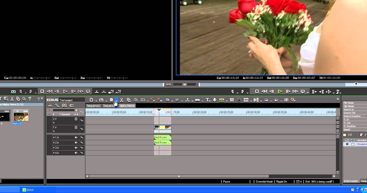 Edius 6 Create Alpha Matte and Pleasantville effect