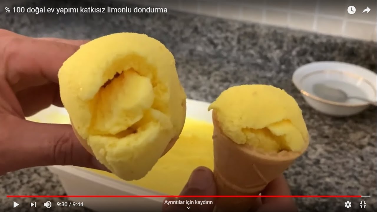 % 100 doğal ev yapımı katkısız limonlu dondurma