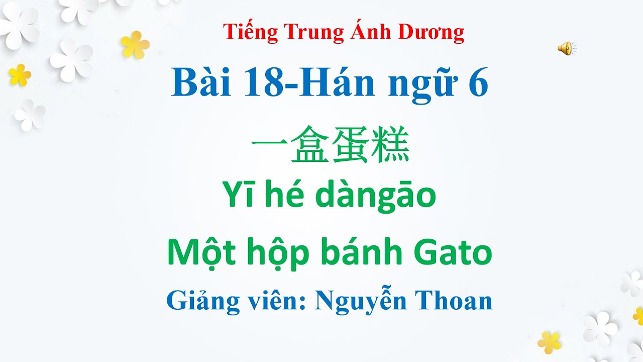 Giáo trình Hán ngữ 6 (bài 18): Một hộp bánh Gato 一盒蛋糕 Yī hé dàngāo