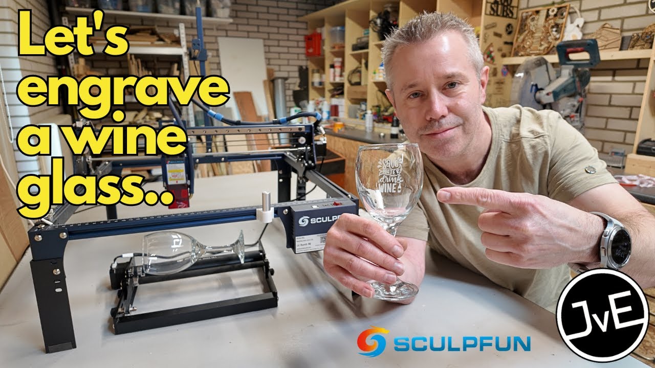 How to engrave a wine glass on a rotary roller | Sculpfun S30 | #lasercutting  #diy #howto #glass
