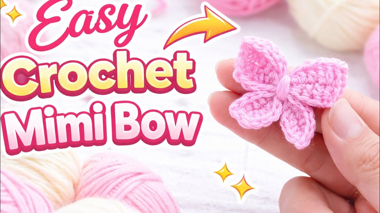 How to crochet mini cute bow step by step tutorial beginners friendly by Adi and Mom's crochet 