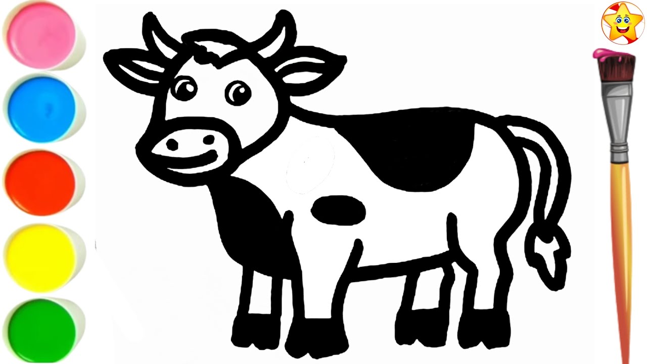 How To Draw A Cow🐮|| Easy Cow Drawing || Gay Ka Chitra Kaise Banaen || Easy Drawing For Kids#5