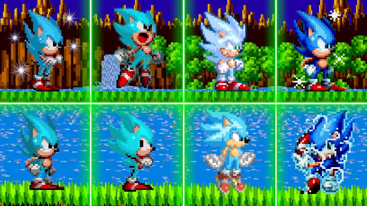 Evolution of Super Sonic Forms (Super Sonic Blue,Blue God,Hyper Blue,Lightning)
