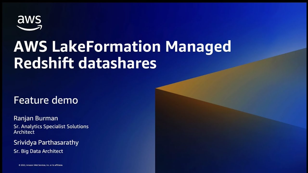 AWS LakeFormation Managed Redshift Datashares | Amazon Web Services